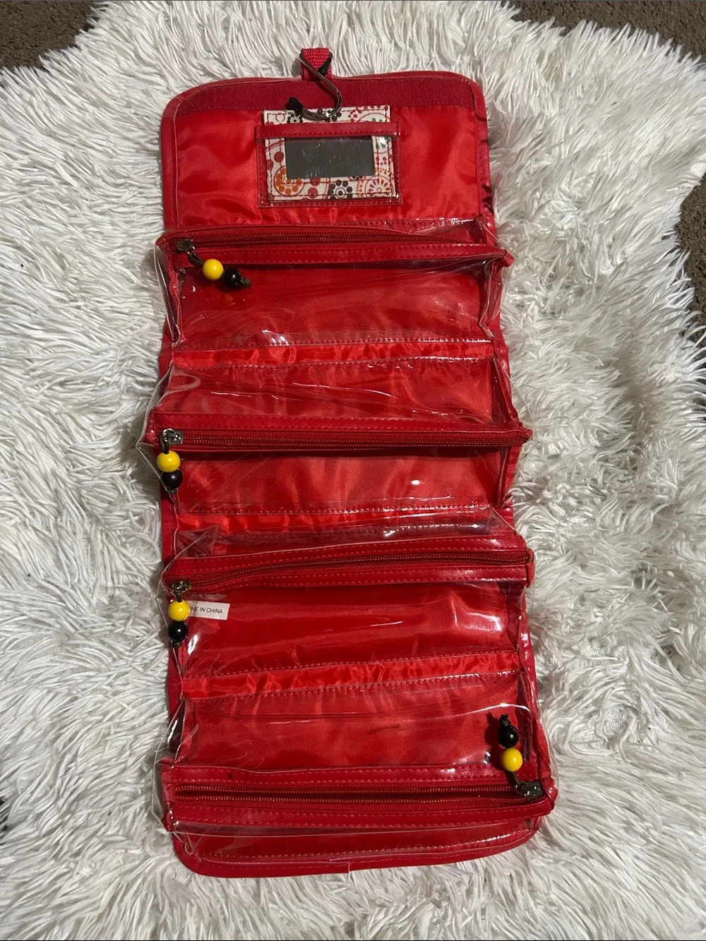 Foldable Travel Jewelry and Toiletry Organizer - Red